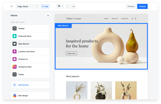 backend view of Square Online Selling Platform