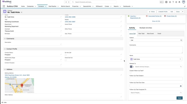 best real estate crms: Buildout dashboard view