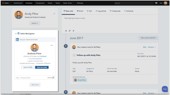 hubspot crm integration with linkedin sales navigator