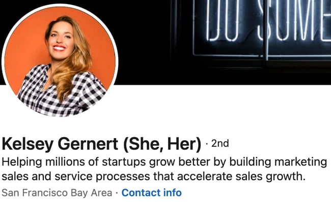 linkedin headline example: Kelsey Gernert