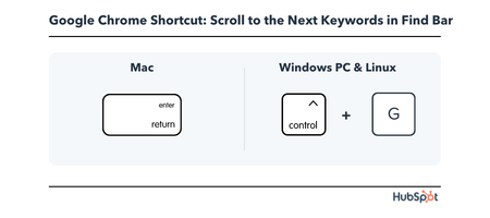 Google Chrome Shortcut: Scroll to the next keywords in the find bar