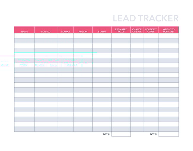 excel sales tracking template: sales lead tracker
