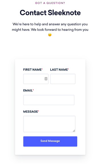 Best Contact Us Pages: Sleeknote