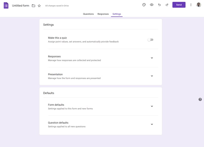 How to create a survey in Google Forms: Adjust the settings of the form