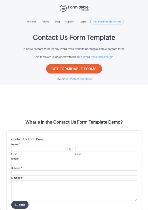 Contact Us Page Templates: Formidable Forms