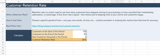 Customer Churn Rate Calculator from HubSpot