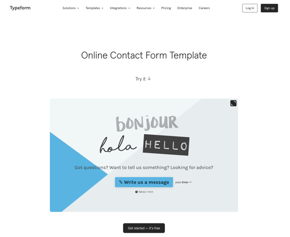 Contact Us Page Templates: TypeForm