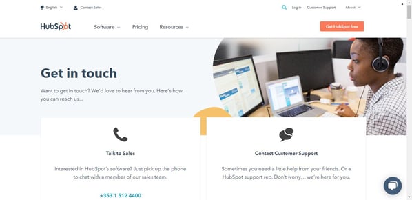 Best Contact Us Pages: HubSpot