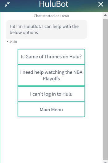 Best Contact Us Pages: Hulu Chatbot