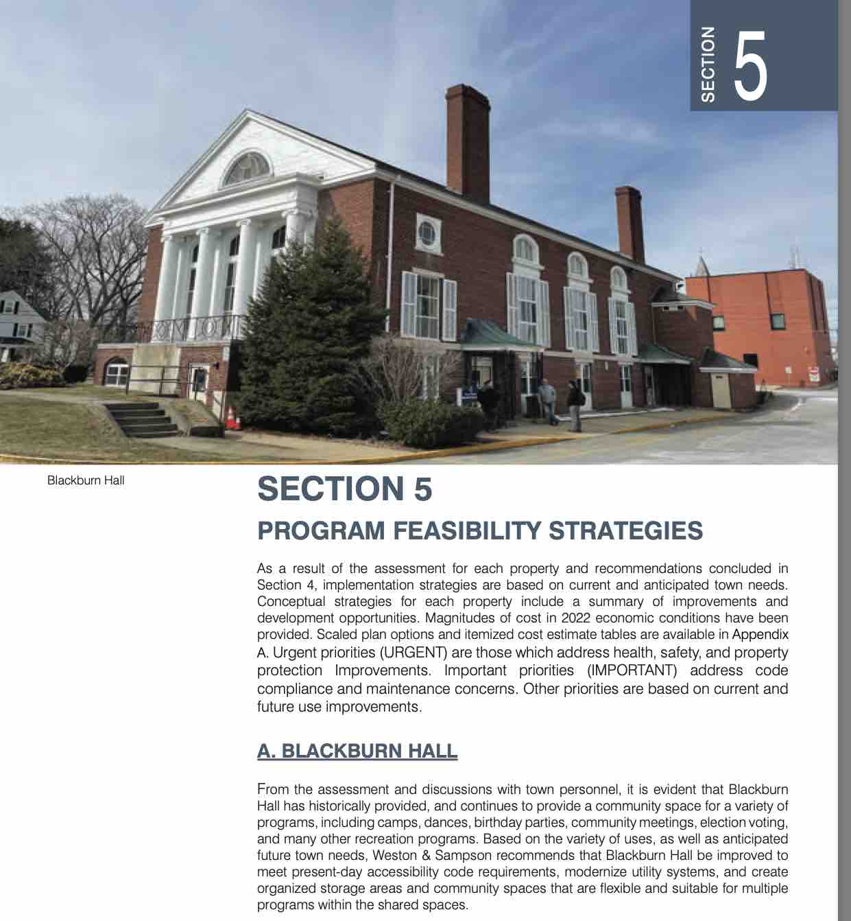 feasibility study example, Town of Walpole Massachusetts