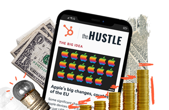 The Hustle webpage on a phone